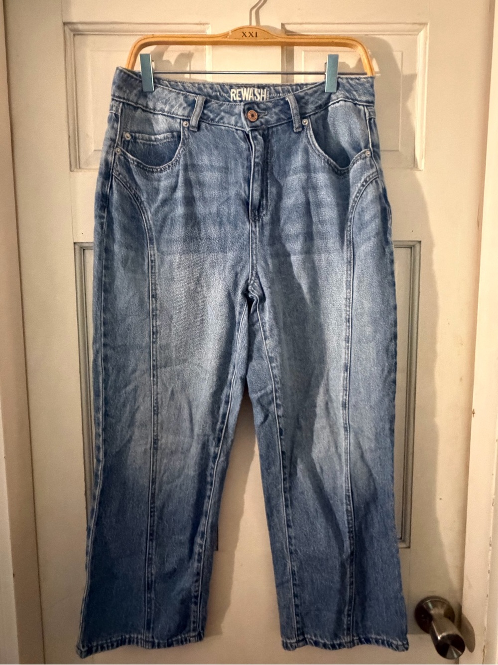 Rewash Light Blue High-Rise Jeans - Washed Denim